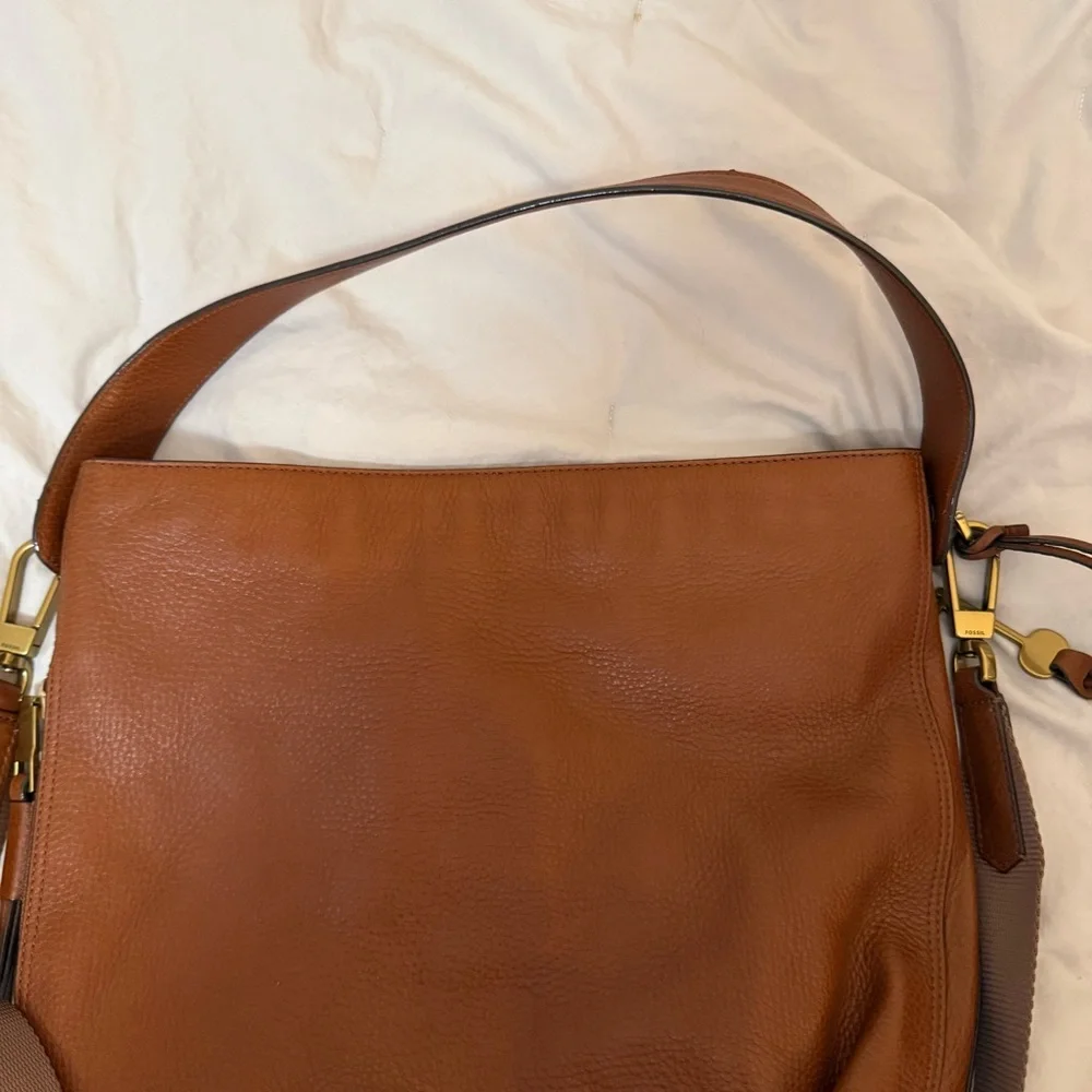 Fossil Cognac Leather Tote Maya Bag